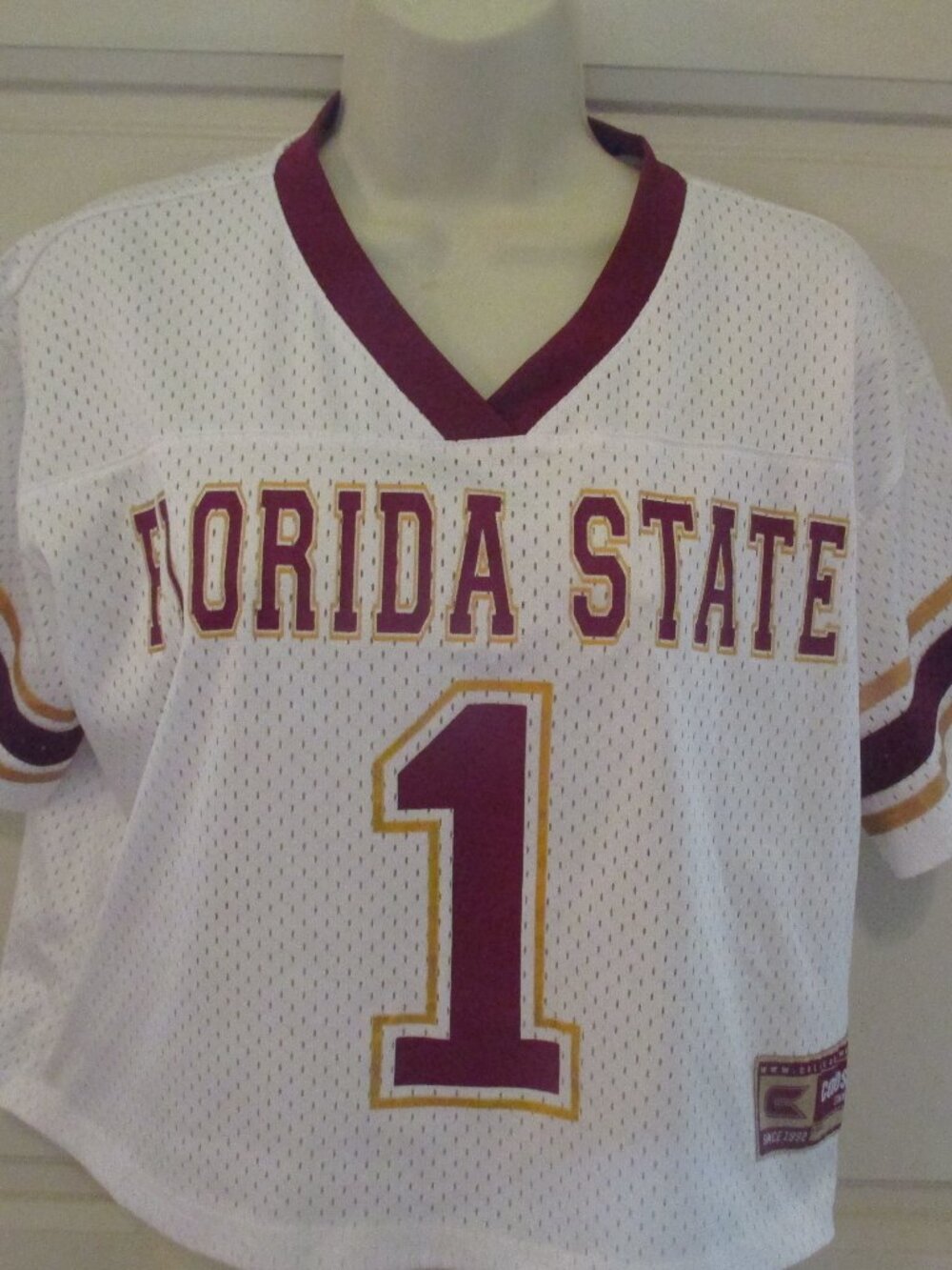 NWOT Women's Colosseum Florida State Seminoles Cropped Jersey Sz S garnet gold